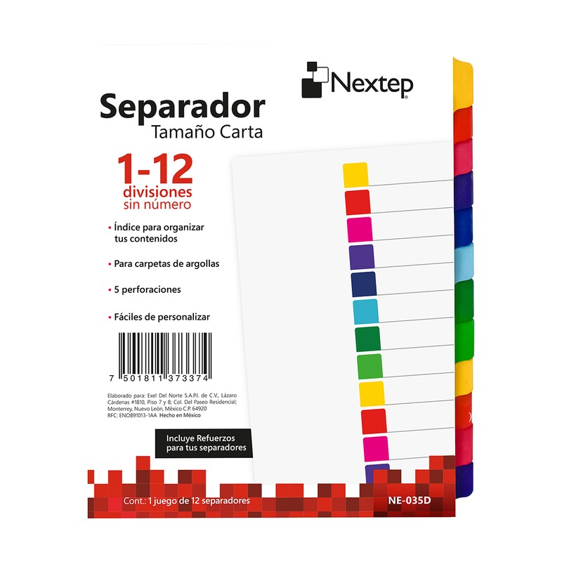 Separador Económico Nextep Con 12 Divisiones Sin Numero Ne-035D