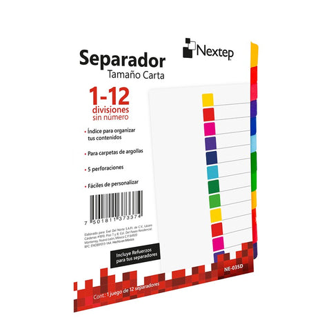 Separador Económico Nextep Con 12 Divisiones Sin Numero Ne-035D