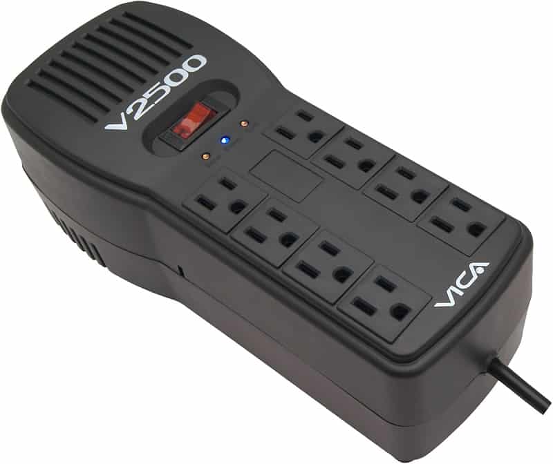 Regulador Elect Vica, 2500va, 1500w, 8 Contactos Nema 5-15r, Rj11, Rj45 (V2500