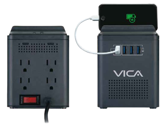 Regulador Elect Vica 800va, 400w 4 Cont, 4 Usb Carga Rapida (Connect 800)