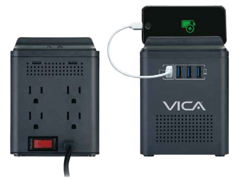 Regulador Elect Vica 800va, 400w 4 Cont, 4 Usb Carga Rapida (Connect 800)