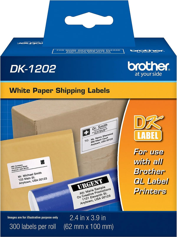 Rollo De Etiqueta Brother Dk1202 Pre-Cortada 2.4" X 3.9" (62mm X 100 M) Dk-1202