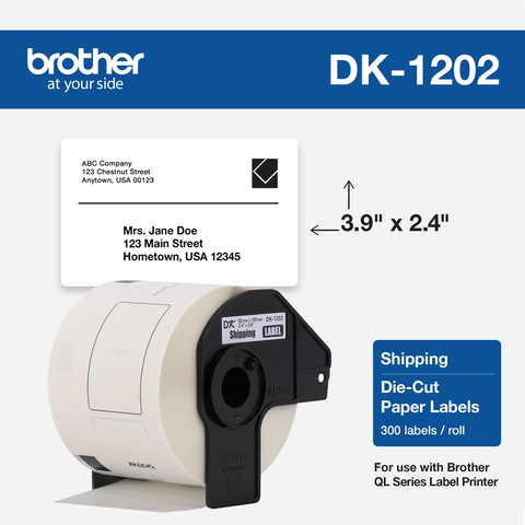 Rollo De Etiqueta Brother Dk1202 Pre-Cortada 2.4" X 3.9" (62mm X 100 M) Dk-1202