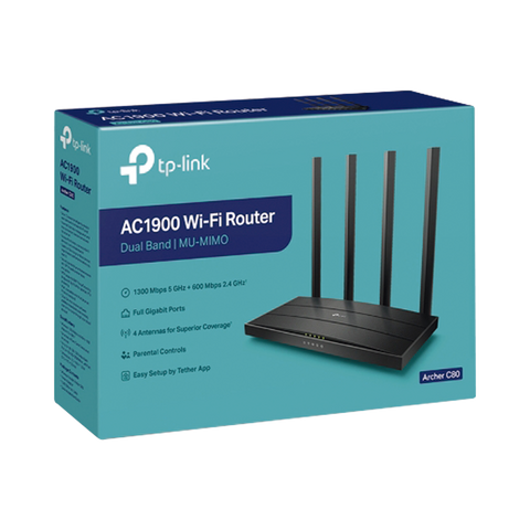 Router Wi-Fi Tp-Link 4 Ant Ac1900 Mumimo Dual Banda - Archer C80