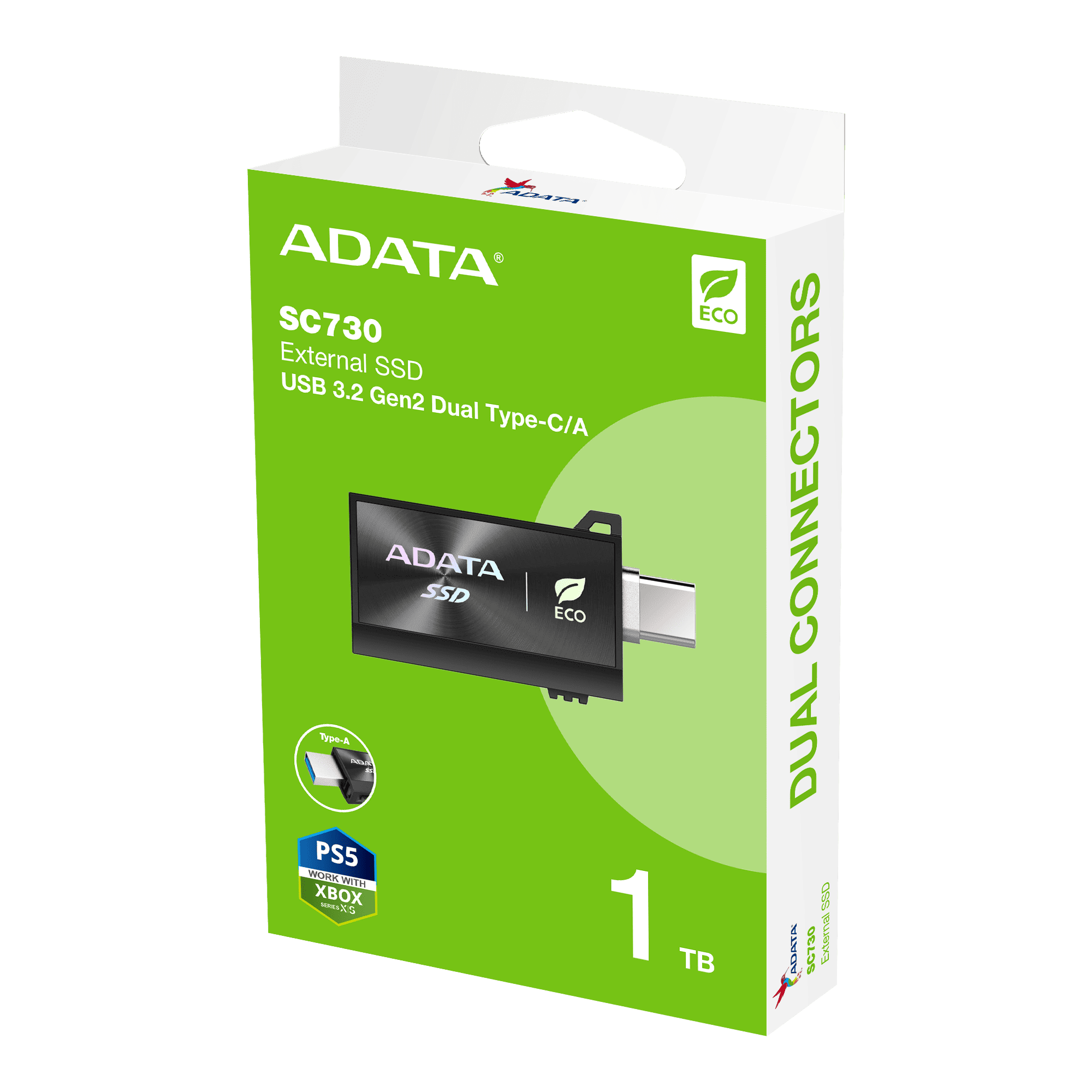 Unidad Ssd Externo Adata Sc730 512Gb Usb-C 3.2 600Mb/S Eco (Sc730-512G-Cacti)