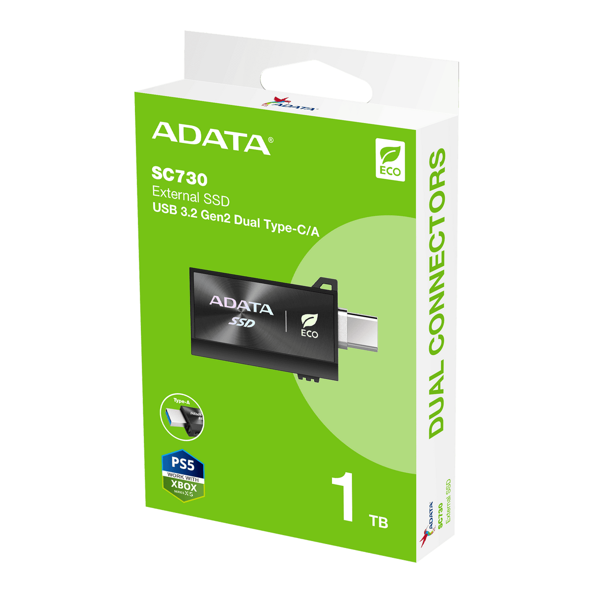 Unidad Ssd Externo Adata Sc730 512Gb Usb-C 3.2 600Mb/S Eco (Sc730-512G-Cacti)