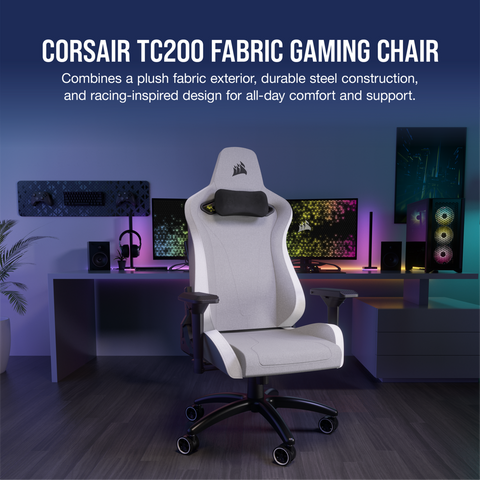Silla Corsair Tc200 Fabric Grey, White Cf-9010048-Ww