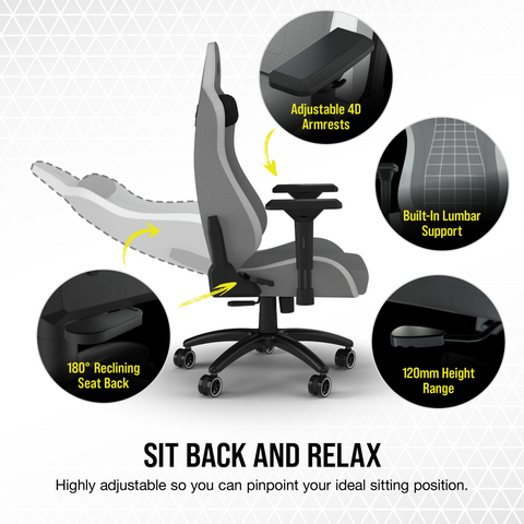 Silla Corsair Tc200 Fabric Grey, White Cf-9010048-Ww