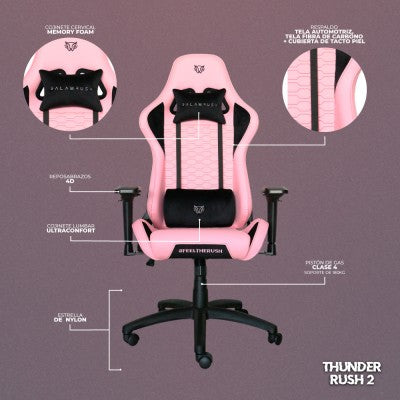 Silla Gamer Balam Rush Thunder 2 Tela 4d Pink Edition Br-932851