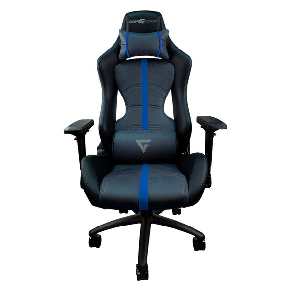 Silla Gamer GameFactor CGC650, Negro con Azul, Reclinable, 4D, 150Kg - CGC650-BL