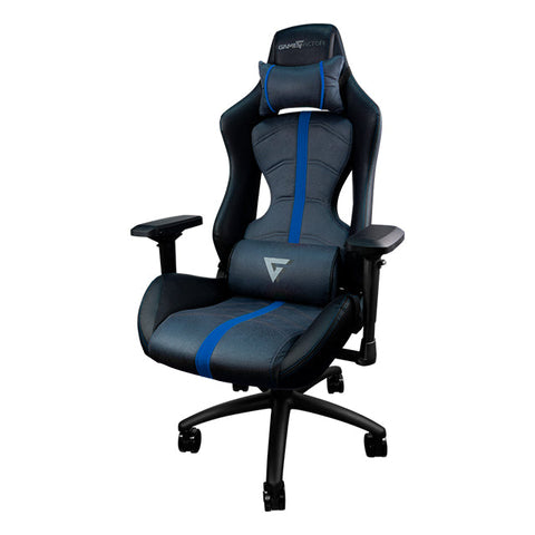 Silla Gamer GameFactor CGC650, Negro con Azul, Reclinable, 4D, 150Kg - CGC650-BL