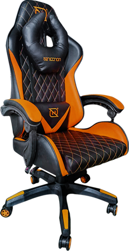 Silla Gamer Necnon Ngs-01 Foam Cojín Lumbar Cabecera, Negro Y Naranja - Nbsg0129c4