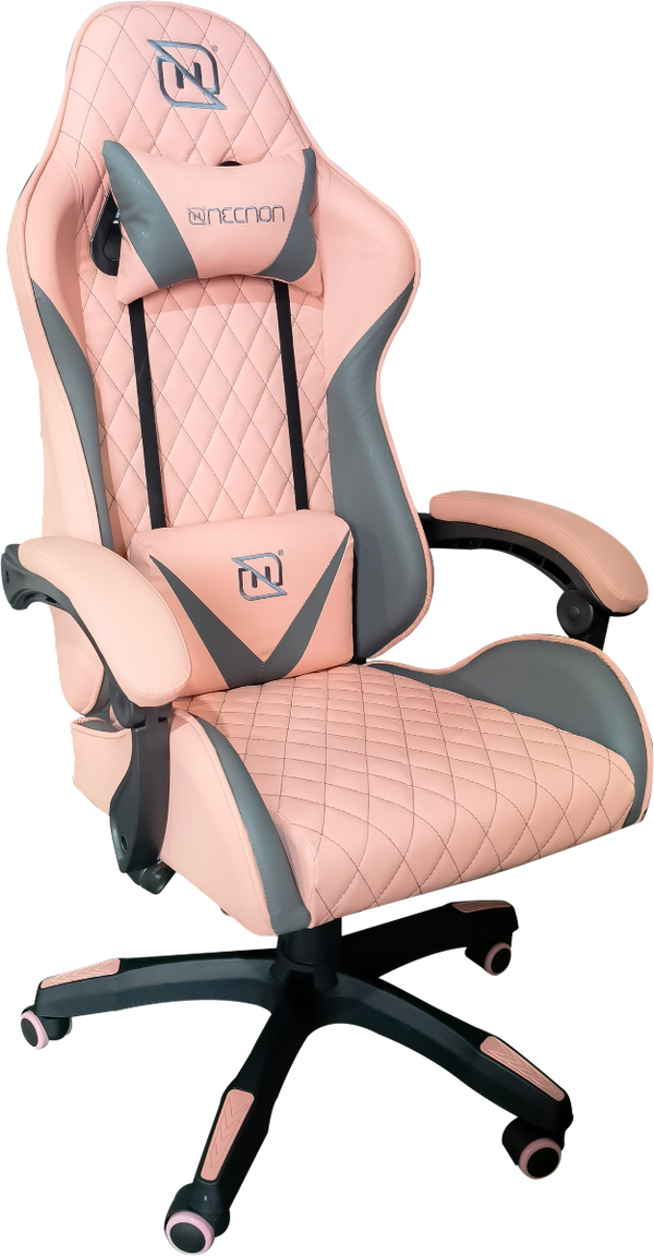 Silla Gamer Necnon Ngs-01 Foam Cojín Lumbar Y Cabecera Rosa con Gris Nbsg0130c4