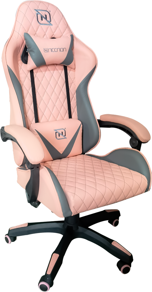 Silla Gamer Necnon Ngs-01 Foam Cojín Lumbar Y Cabecera Rosa con Gris Nbsg0130c4