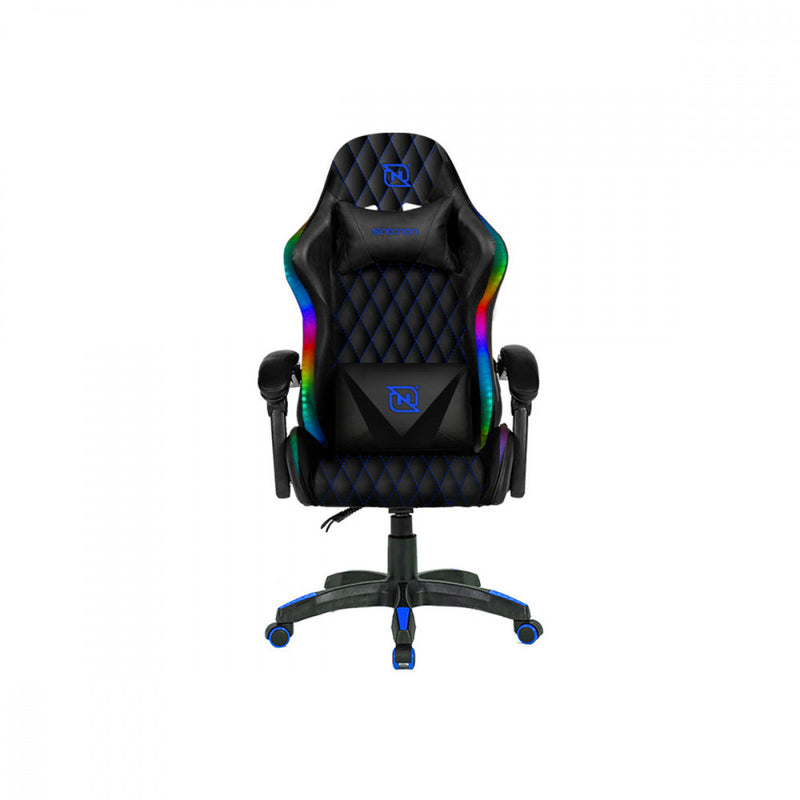 Silla Gamer Necnon Rgb Ngs-01 Foam Cojín Lumbar Y Cabeza Negro Con Azul - Nbsgr122rg