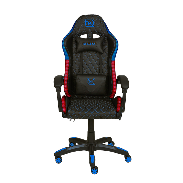 Silla Gamer Necnon Rgb Ngs-01 Foam Cojín Lumbar Y Cabeza Negro Con Azul - Nbsgr122rg