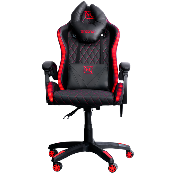 Silla Gamer Necnon Rgb Nsg-Rgb1 Foam Cojín Lumbar Y Cabeza Negro, Rojo