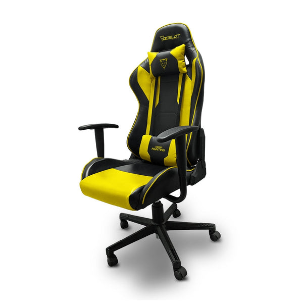 Silla Gamer Ocelot, Color Amarilla Con Negro, Descansa Brazos Ajustables,  Reclinable 90-155 Grados,  Soporta Hasta 150kg