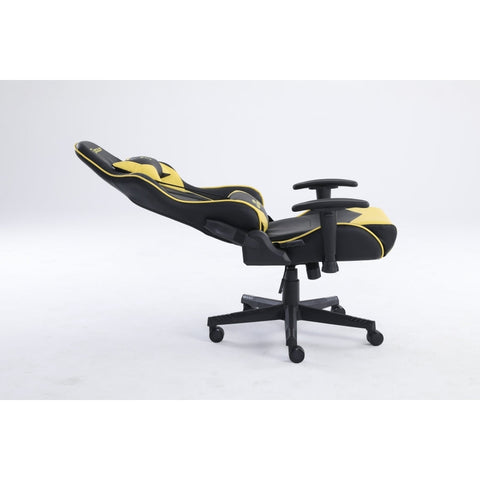 Silla Gamer Ocelot, Color Amarilla Con Negro, Descansa Brazos Ajustables,  Reclinable 90-155 Grados,  Soporta Hasta 150kg