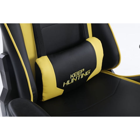 Silla Gamer Ocelot, Color Amarilla Con Negro, Descansa Brazos Ajustables,  Reclinable 90-155 Grados,  Soporta Hasta 150kg