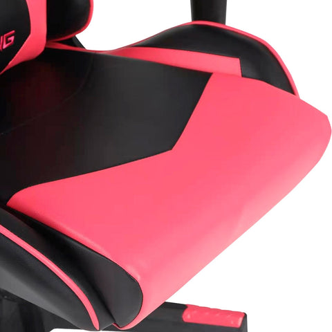 Silla Gamer Ocelot, Color Magenta Con Negro, Descansa Brazos Ajustables, Reclinable 90-155 Grados, Soporta Hasta 150kg