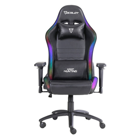 Silla Gamer Ocelot Gaming Rgb , Base Ajustable De Metal , Descansa Brazos Ajustables De 4 Dimensiones , Angulo De Inclinación 155 Grados, Soporta Hasta 150kg, Cojín De Descanso Lumbar Y Cervical