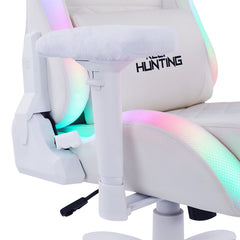Silla Gamer Ocelot Gaming Rgb Color Blanco Con Base De Metal Y Descansa Brazos Ajustables De 4 Dimensiones Con Un Angulo De Inclinación 155 Grados, Soporta Hasta 150kg Con Cojín De Descanso Lumbar Y Cervical