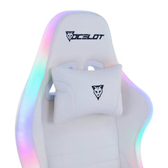Silla Gamer Ocelot Gaming Rgb Color Blanco Con Base De Metal Y Descansa Brazos Ajustables De 4 Dimensiones Con Un Angulo De Inclinación 155 Grados, Soporta Hasta 150kg Con Cojín De Descanso Lumbar Y Cervical