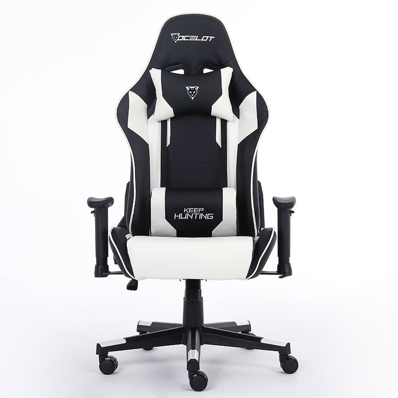 Silla Gamer OSB-04 Ocelot Blanco Con Negro Ajustables Hasta 150kg