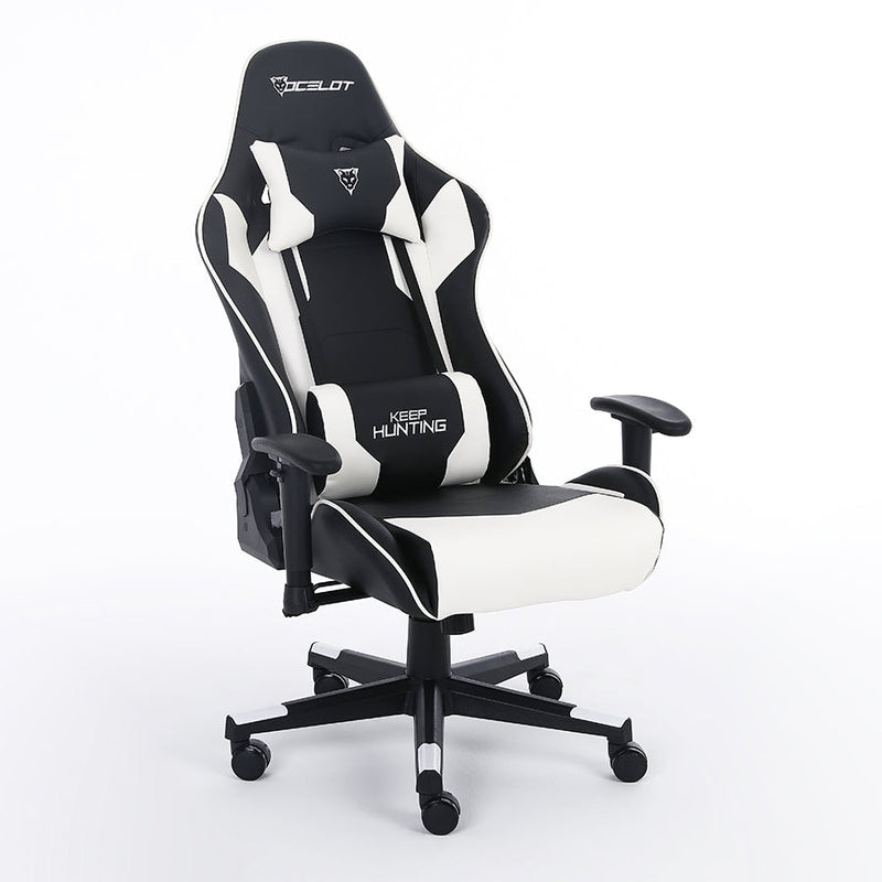 Silla Gamer OSB-04 Ocelot Blanco Con Negro Ajustables Hasta 150kg