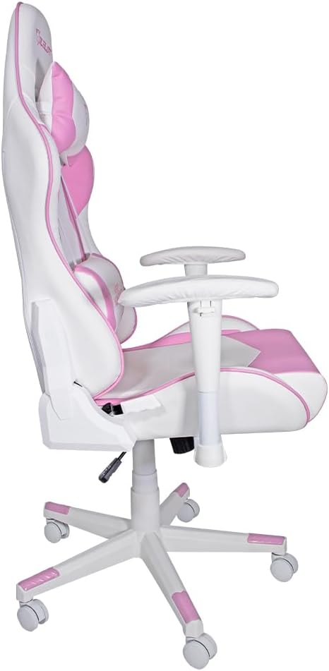 Silla Gamer OSR-05. Base de plástico, Descansa Brazos Ajustables, Ángulo de inclinación de 155°. Incluye cojín Lumbar y Cervical. Soporta hasta 150Kg. Color Rosa y Morado.