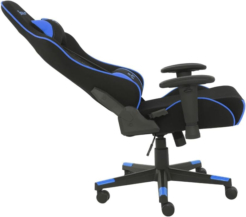 Silla Gamer OST- Electric Blue. Base hidraulica, Descansa Brazos Ajustables, Inclinación de hasta 155°. Soporta hasta 150Kg. Recubrimiento de Tela. Color Azul y Negro