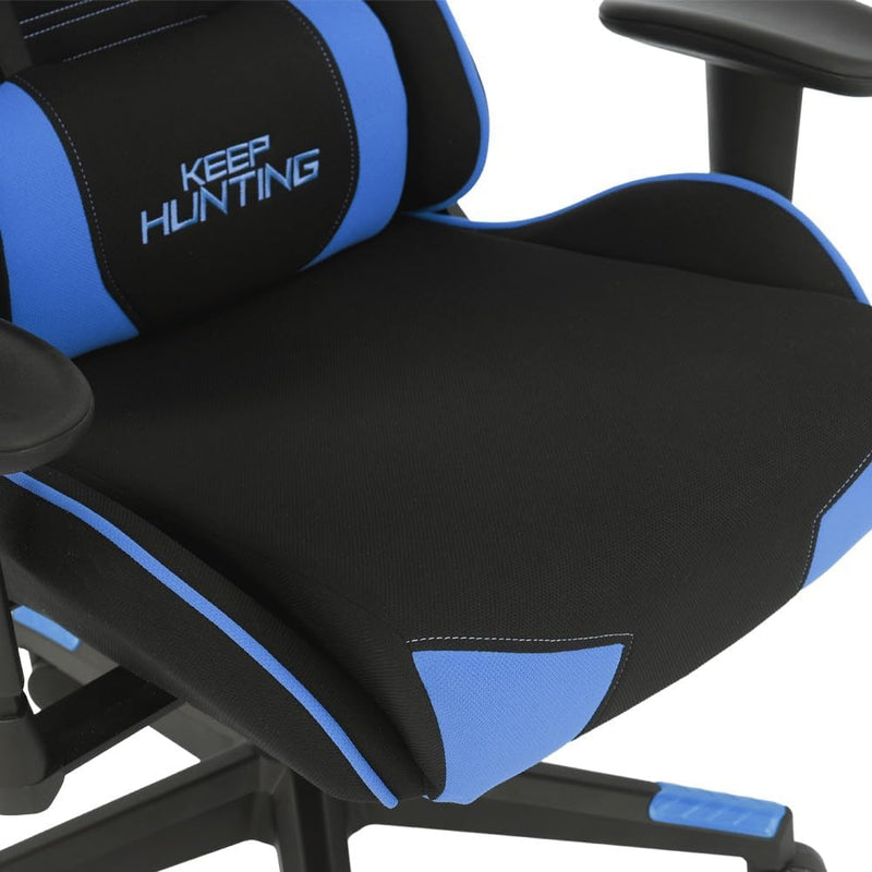 Silla Gamer OST- Electric Blue. Base hidraulica, Descansa Brazos Ajustables, Inclinación de hasta 155°. Soporta hasta 150Kg. Recubrimiento de Tela. Color Azul y Negro