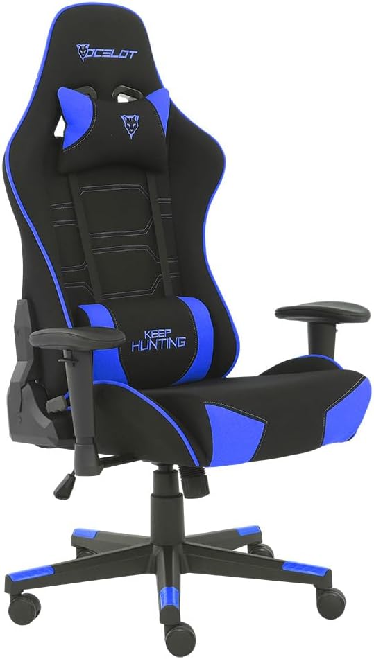 Silla Gamer OST- Electric Blue. Base hidraulica, Descansa Brazos Ajustables, Inclinación de hasta 155°. Soporta hasta 150Kg. Recubrimiento de Tela. Color Azul y Negro