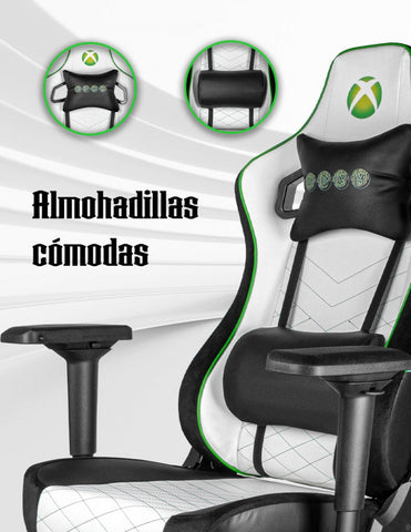 Silla Gamer Xbox By Techzone Elite Sx-00g4 Blanco Con Verde