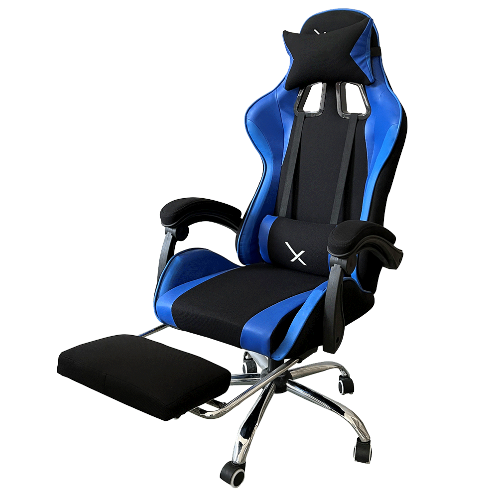 Silla Gamer Xzeal Con Reposapies Color Azul (Xzsxz52a)