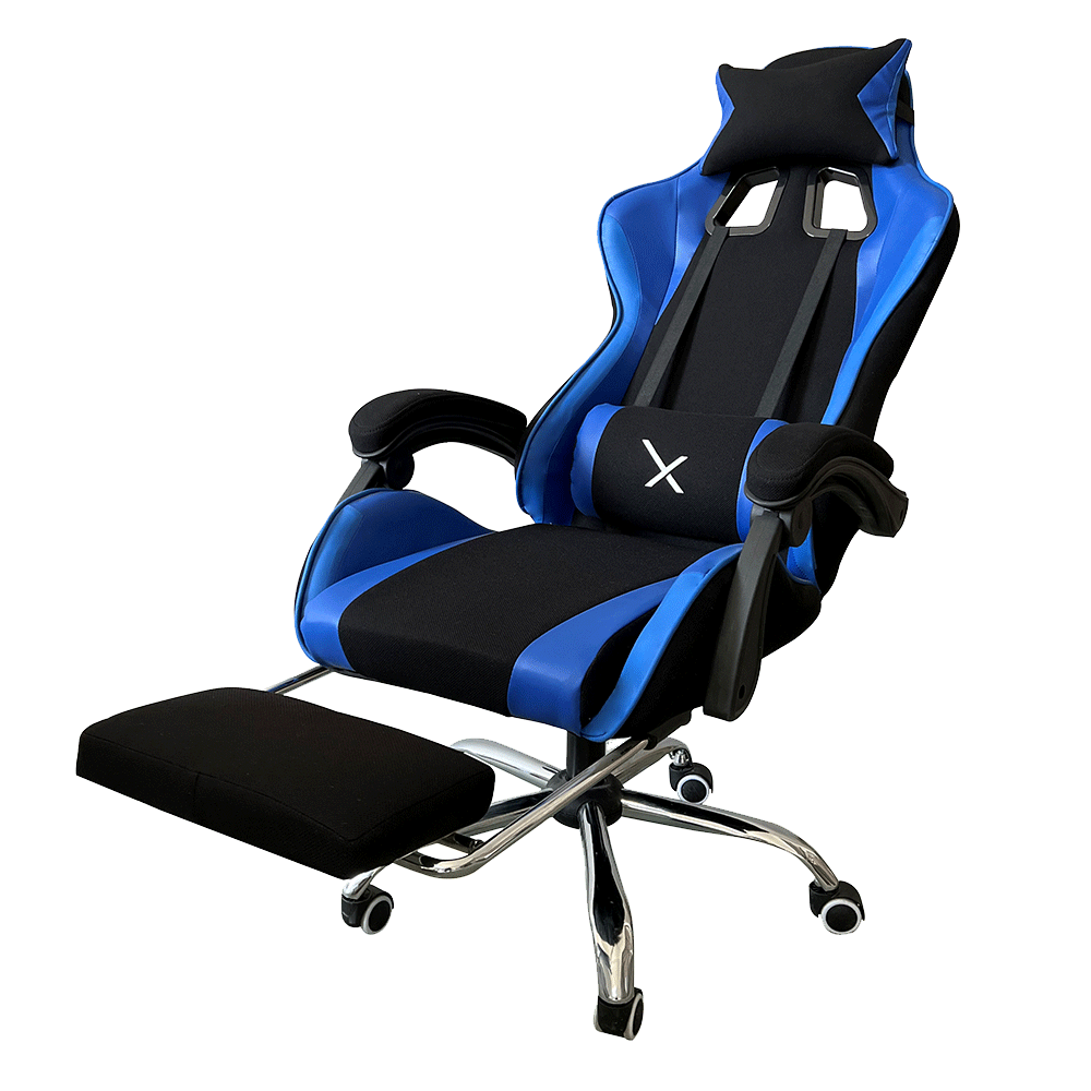 Silla Gamer Xzeal Con Reposapies Color Azul (Xzsxz52a)