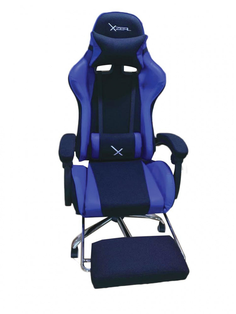 Silla Gamer Xzeal Con Reposapies Color Azul (Xzsxz52a)