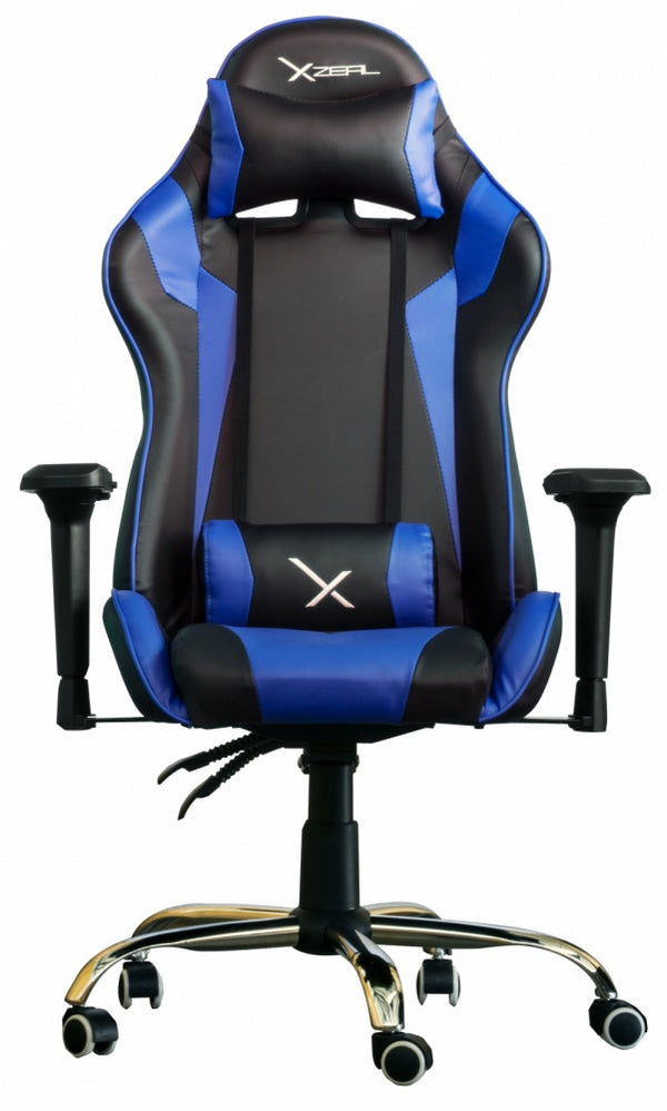 Silla Gamer Xzeal Negro Azul Acero, Pvc Alto Desempeño (Zxsxz10a)