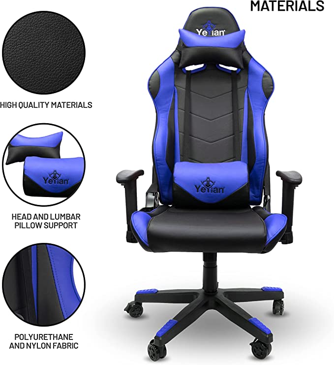 Silla Gamer Yeyian, Yar-9863a Cadira 1150 Reclinable 4d, Azul Poliur