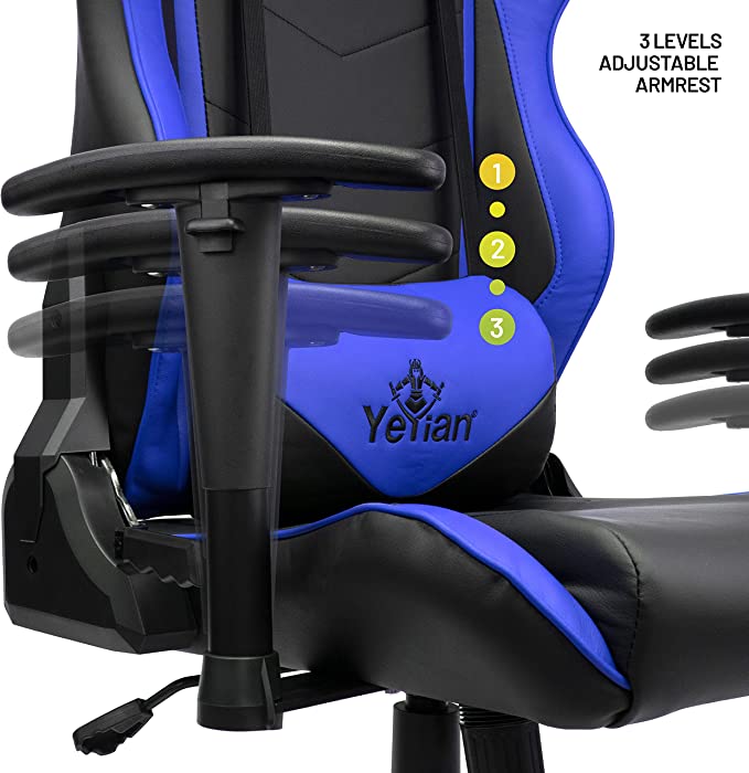 Silla Gamer Yeyian, Yar-9863a Cadira 1150 Reclinable 4d, Azul Poliur