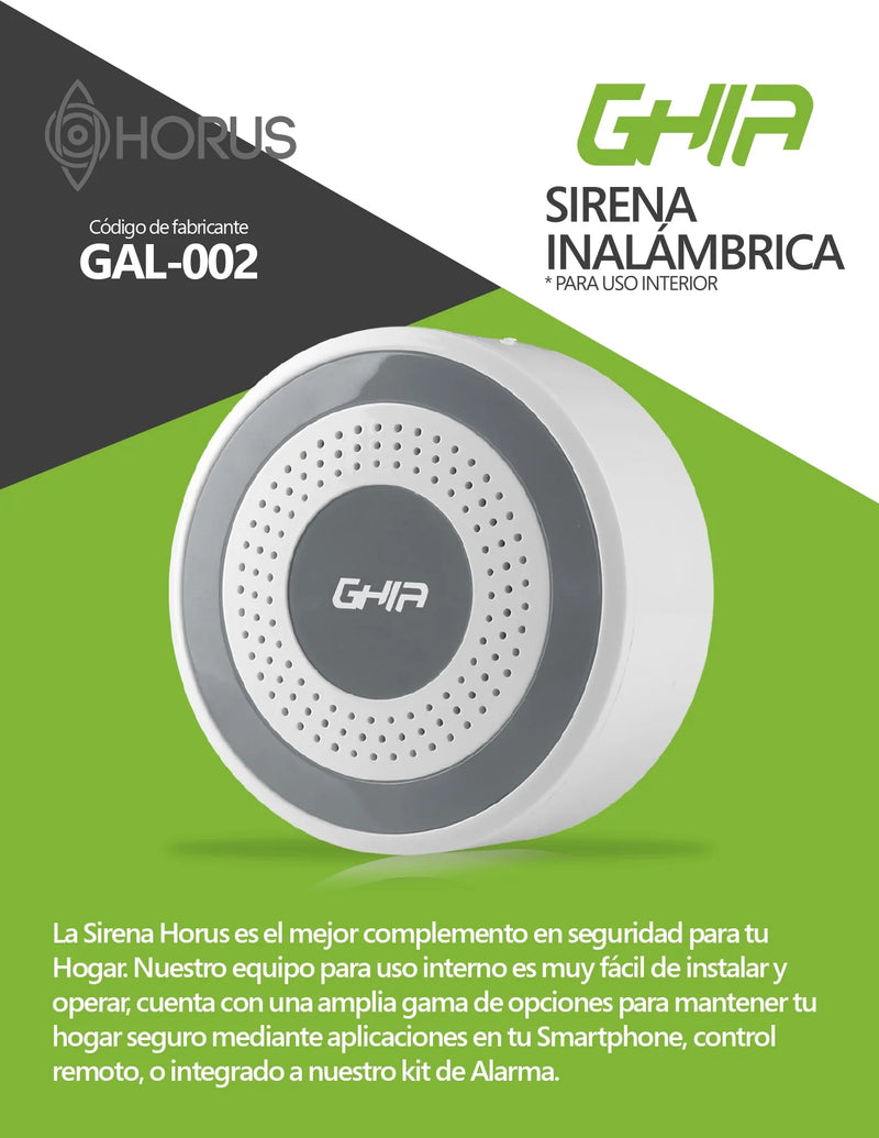 Sirena Inalambrica Radiofrecuencia 433mhz Multinacional, Recargable Y Autonoma Marca Ghia