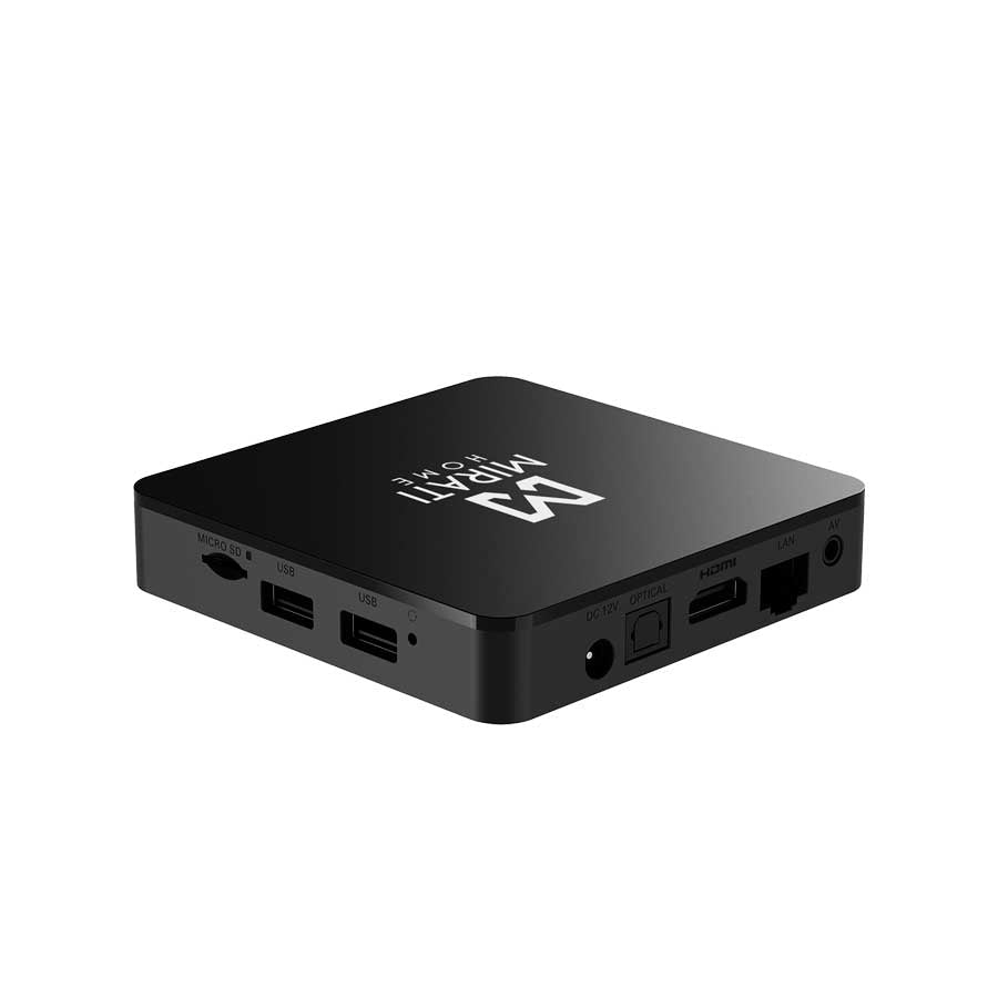 Smart tv box mtb001 mirati home. Android tv 10 certificado. 1gb, 8gb, full hd. Hdmi, usb, micro sd, wifi, rj45