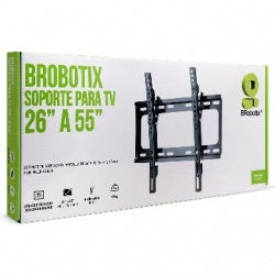 Soporte Brobotix Plano Para Tv, 26 A 55 Pulgadas, Soporta 45 Kg Max, Inclinacion 15 Grados, Negro