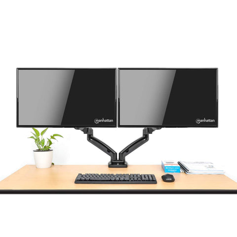 Soporte de escritorio, de aluminio, con pistón de gas, para dos monitores de 13 a 27" 462310