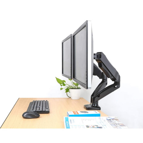 Soporte de escritorio, de aluminio, con pistón de gas, para dos monitores de 13 a 27" 462310
