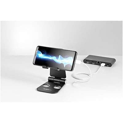 Soporte De Escritorio Para Celular Y Tablet - Multi Angulo - Plegable - Portatil - En Aluminio Y De Color Negro (Usptlstndb) - Startech.Com Modelo Usptlstndb