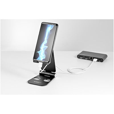 Soporte De Escritorio Para Celular Y Tablet - Multi Angulo - Plegable - Portatil - En Aluminio Y De Color Negro (Usptlstndb) - Startech.Com Modelo Usptlstndb