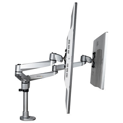 Soporte De Escritorio Premium Para 2 Monitores De Hasta 30 Soporte Vesa De Altura Ajustable - Montaje Mordaja, Ojal En Escritorio - Plata - Startech.Com Modelo Armdualps