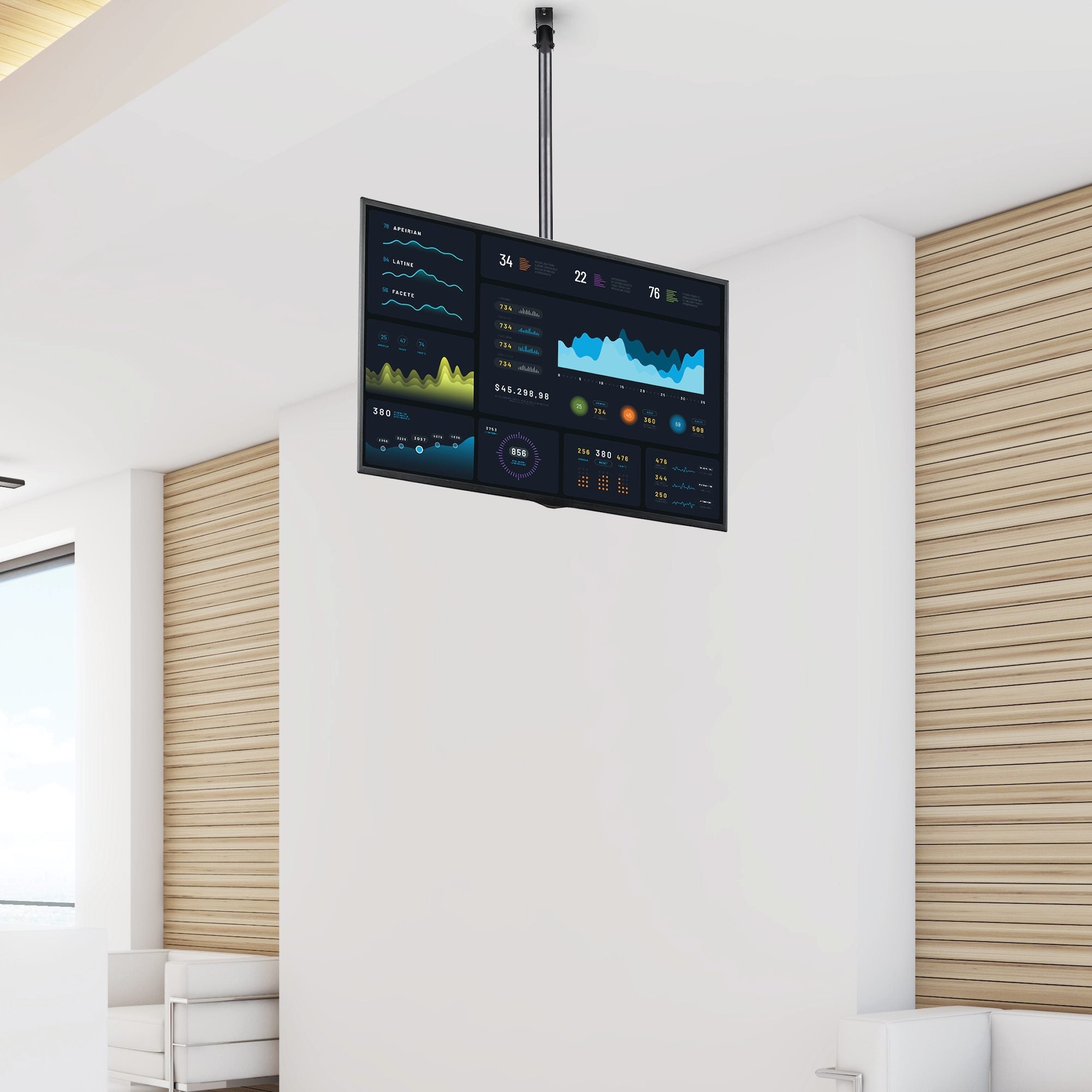 Soporte De Techo Para Montaje De Pantallas Y Tv De 32 A 75 Pulgadas Con Mastil De Hasta 3m - Ajustable - Vesa - Startech.Com Modelo Fpceilptblp